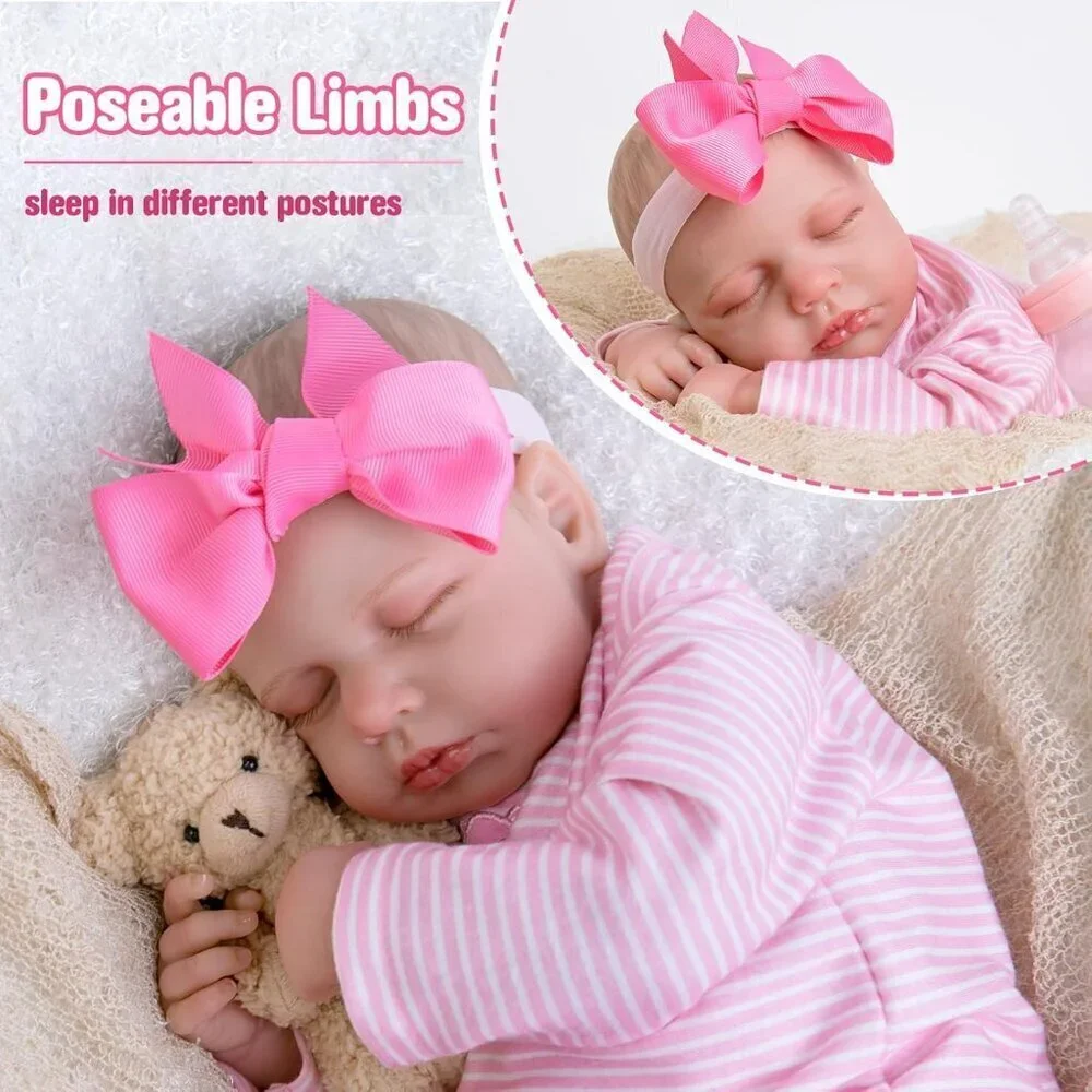 🆕20inch Soft Cloth Body Newborn Baby Dolls Poseable Limbs Real Life Doll Girl